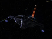 USS Rio Grande feuert Phaser auf Jem'Hadar-Angriffsjäger bei Warp