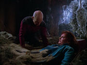 Picard and Crusher trapped underground