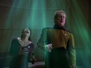Troi and O'Brien struck by the plasma shock