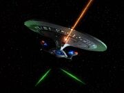 USS Enterprise-D 2395, firing phasers