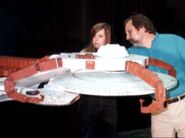 1990: At work at Image G on the McKinley Sattion studio model with Dana White (l) TNG: "Family"