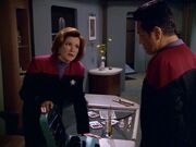 Janeway und Chakotay besprechen ihre Optionen