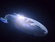 USS Voyager hit by hyper-thermic charge