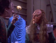 B'Etor growling at Garak