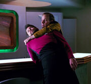 Barclay grabs holographic Riker