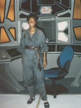 McCoy on the set of "Through the Looking Glass"