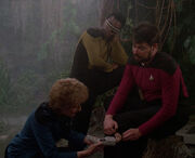 Pulaski scans Riker's leg