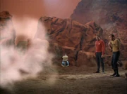 Kirk and Garrovick luring cloud creature