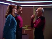 Inhabited Picard speaks to Crusher and Riker
