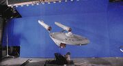 USS Enterprise eleven-foot studio model filmed at Howard Anderson Company after first set of revisions