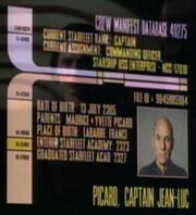 Jean Luc Picard personnel file