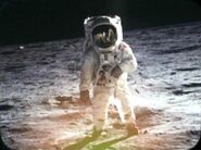 In the prime universe, an American astronaut on the surface of Luna