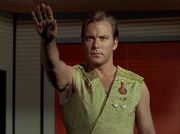 Kirk salutes to his crew