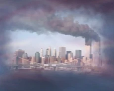 Горящий Всемирный торговый центр, как видно из потока времени