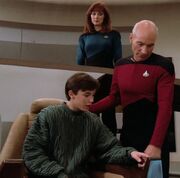 Wesley, Picard and Beverly Crusher, 2364