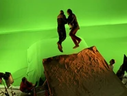 Two stunt men plummet into the Fire Caves