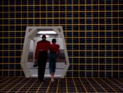 Jake und Benjamin Sisko verlassen ein Holodeck