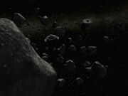 USS Shenendoah in asteroid field