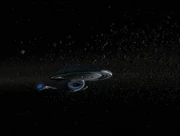 USS Voyager outside an asteroid field, 2378