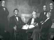 First Reading of the Emancipation Proclamation of President Lincoln.jpg (36 KB) Lincoln during the first reading of the Emancipation Proclamation.