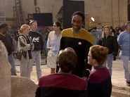 The stand-ins on set of "Caretaker"