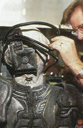 Bradley Look attaches tubes to Borg actor