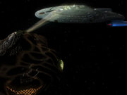 Cytoplasmic lifeform vessel locks onto Voyager