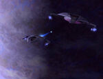 Jem'Hadar fighters destroy the Gander over Goralis