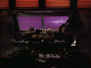 Voyager officers toast in mess hall