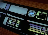 A close look at the left panel of a Galaxy-class tactical console