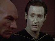 Data discusses his transfer with Picard