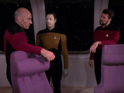 Picard, Riker, and Data discuss malfunctions