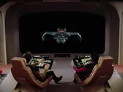 K'Neras Schlachtkreuzer auf dem Bildschirm der Enterprise.