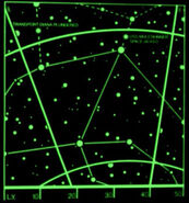 A starchart with the locations marked where the transport Diana was plundered and the USS Muleskinner was spacejacked, (p. 95)