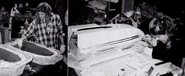 1989: Dana White working on the two-and-a-half foot Galileo-type shuttlecraft studio model Star Trek V: The Final Frontier