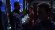 Archer, T'Pol and Reed in command center