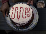 A cloaking frequency printed in frosting on a cake