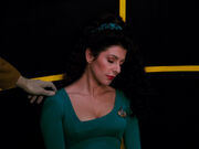 Troi asleep on holodeck