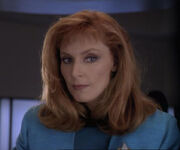 Beverly Crusher in sickbay, 2370