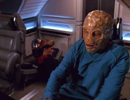 A blue starship patient garment