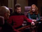 Riker and Crusher argue about destroying the Borg
