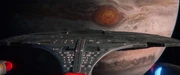 The USS Enterprise-D approaching Jupiter