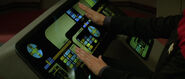 A close look at the helm console on an Galaxy-class starship