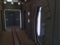 A corridor within a Defiant class starship