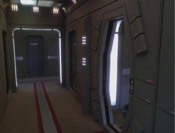 Corridor aboard a starship of the Defiant-class