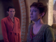 Bareil Antos shows Kira Nerys the Orb of Prophecy and Change