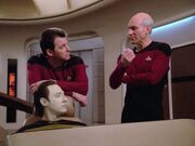 Picard describes the Klingon death ritual to Riker and Data