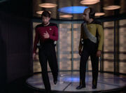 Riker and Worf beamed aboard