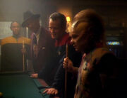 Neelix plays pool with Tuvok