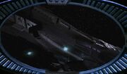 Jem'Hadar battleship attacking Atbar Prime